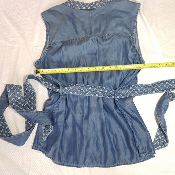 Anthropologie Holding Horses Chambray Wrap Top - Picture 6 of 7